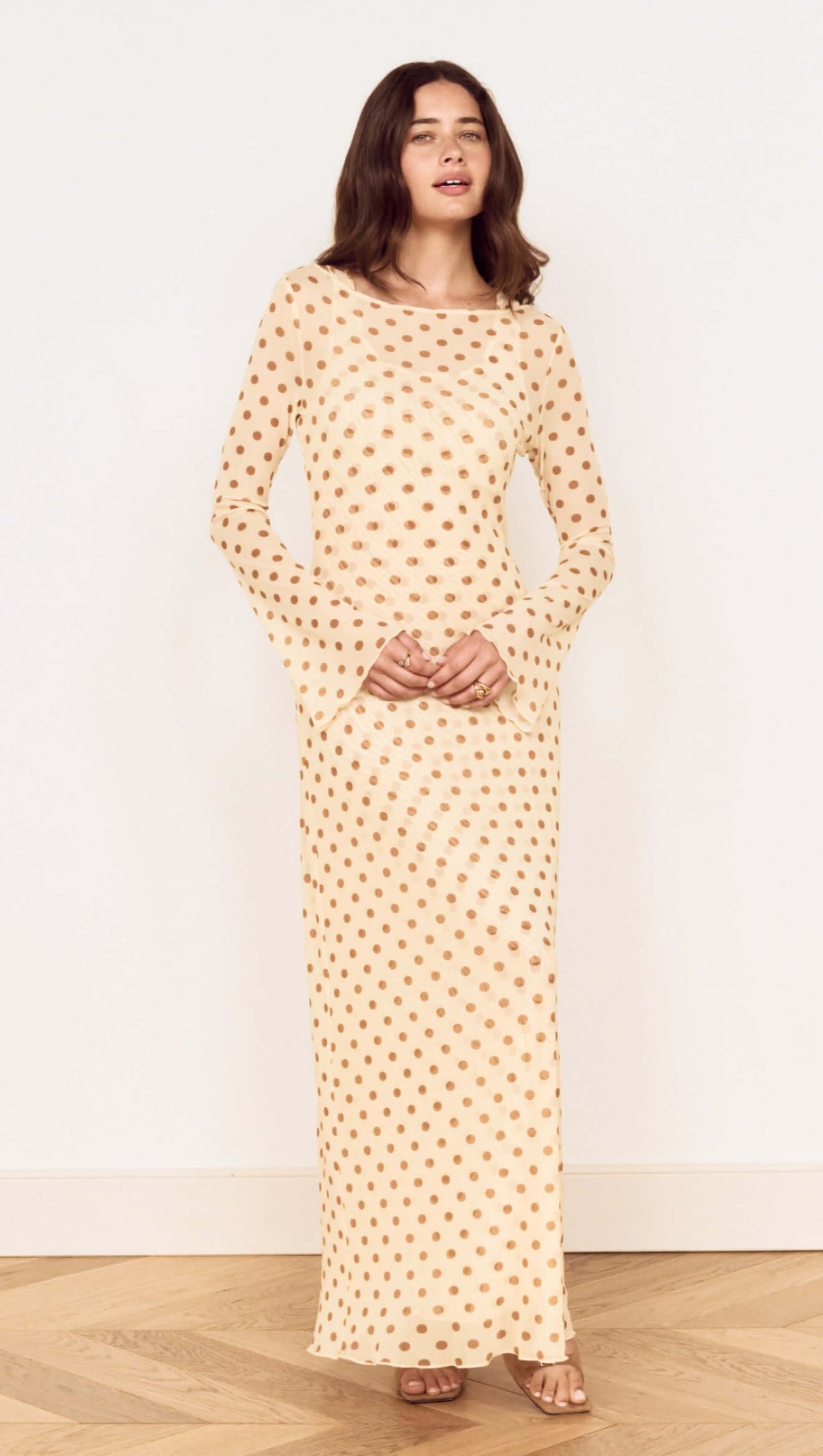 Minkpink Butter Yellow Polka Dot Midi Dress in Butter Spot