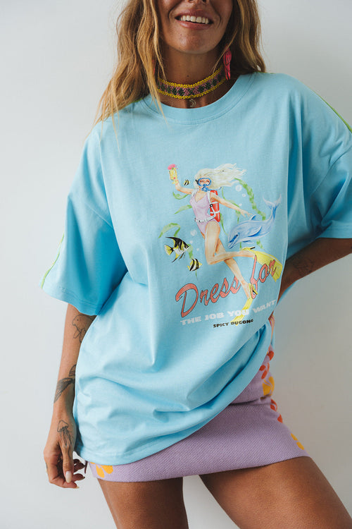 Spicy Dugong Dress For The Job You Want Tee in BLUE in Single