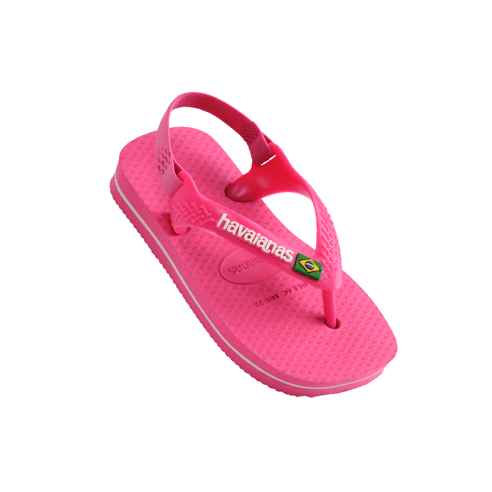 Havaianas Baby Brasil Logo Pink Flux/White in White