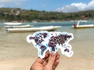 World Map Mandala Watercolour Vinyl Sticker