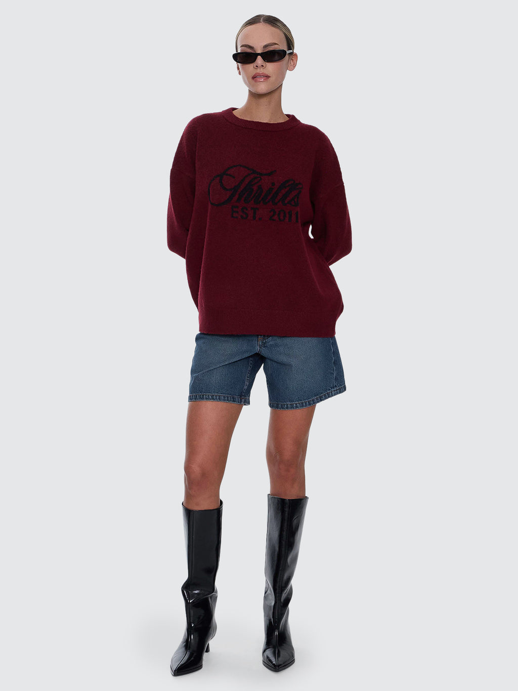 Thrills Co Bloodlines Knit Sweater - New Maroon in New Maroon