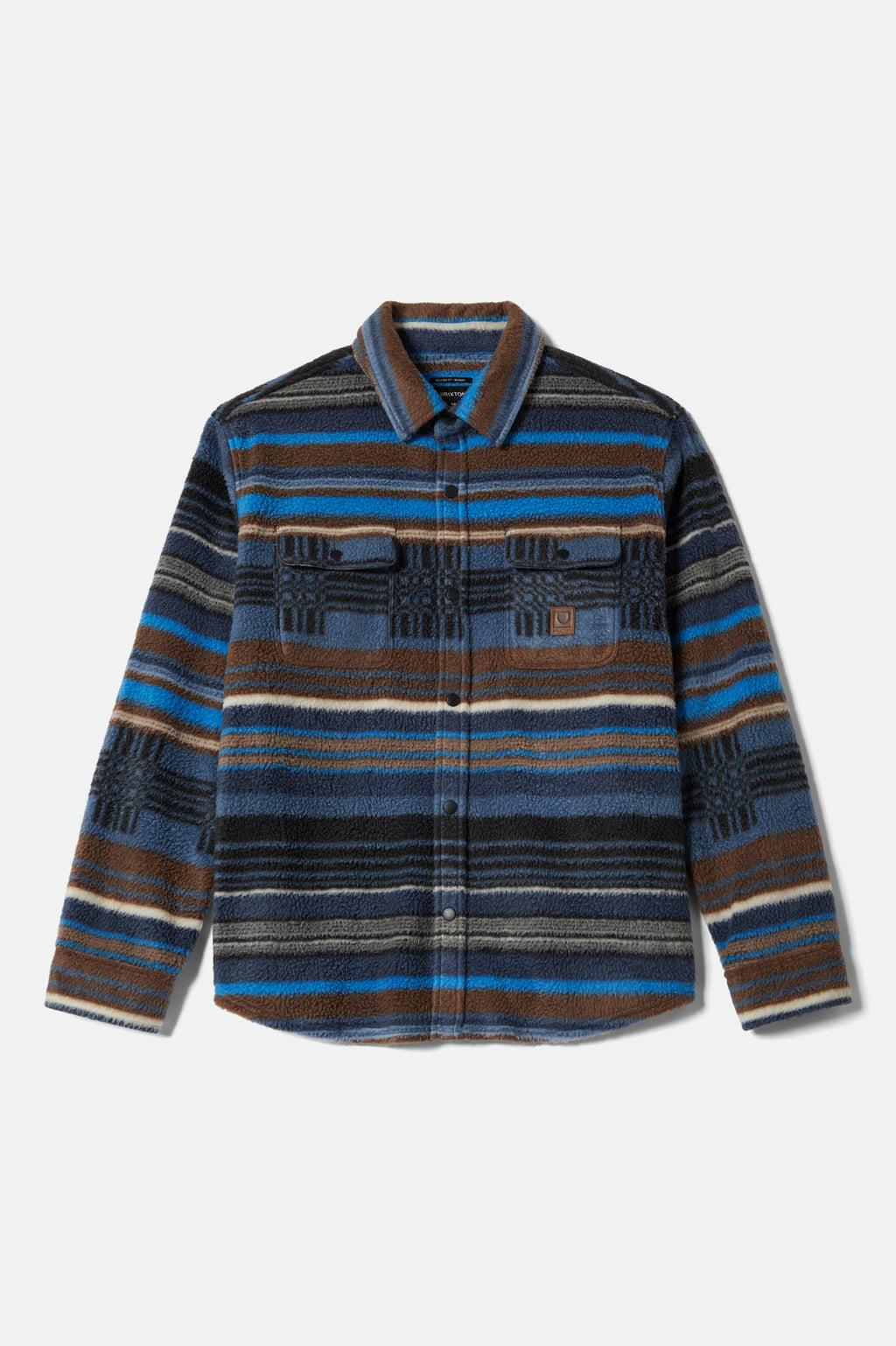 Brixton Bowery L/S Arctic Stretch Flee in MOOD INDIGO BLANKET STRIPE