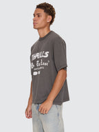 Thrills Co Built To Last Oversize Box Crop Tee - Merch Black in Merch Black