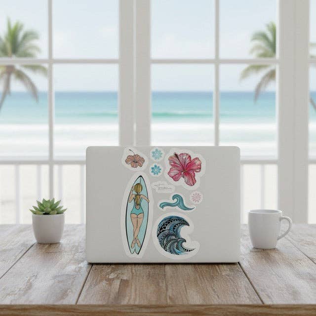 Surfer Girl Sticker Sheet