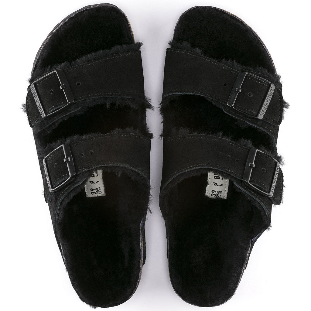 Birkenstock Arizona Shearling Black Suede Leather/Shearling Regular in Black