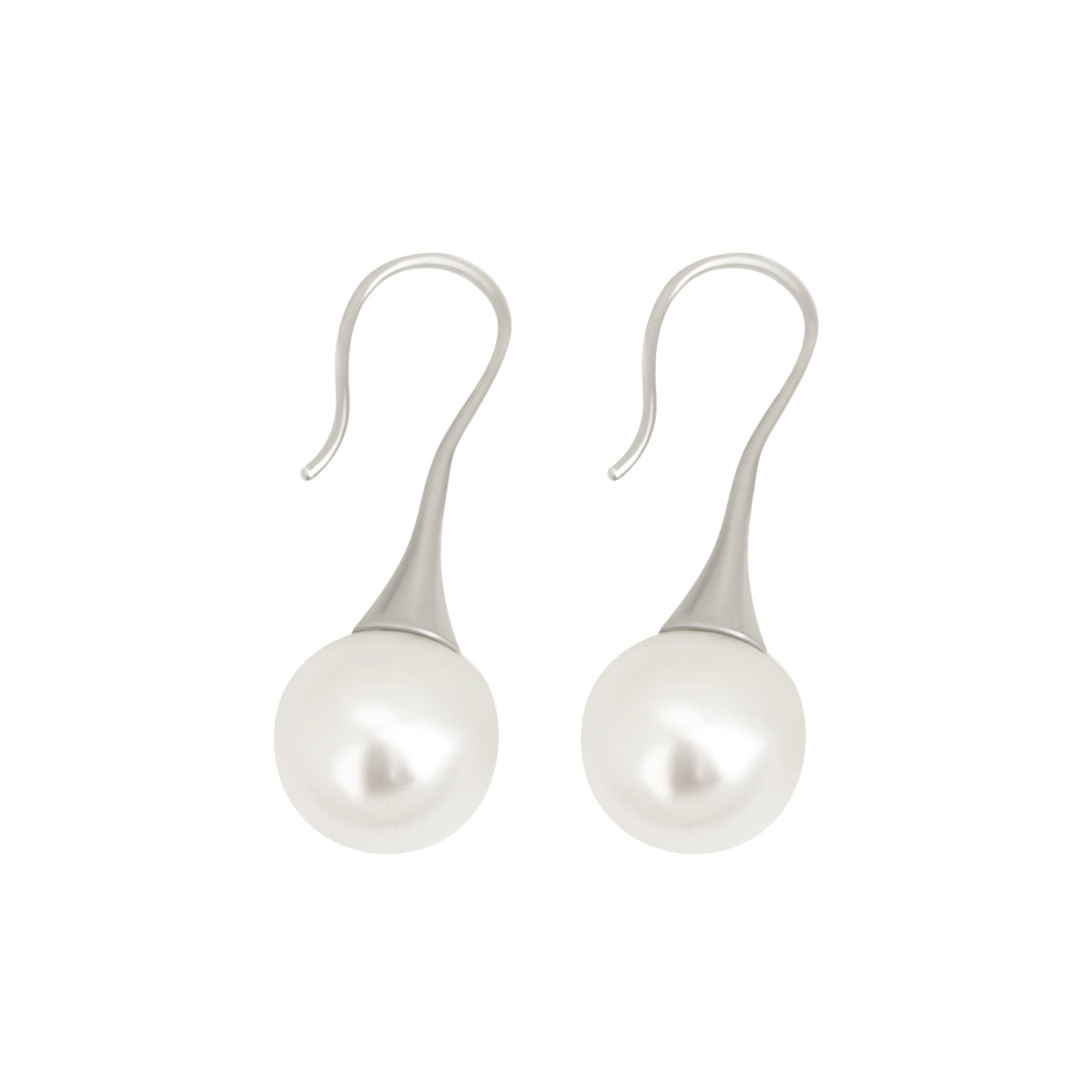 MiKi Jewellery Round Pearl Drop Silver in Default Title