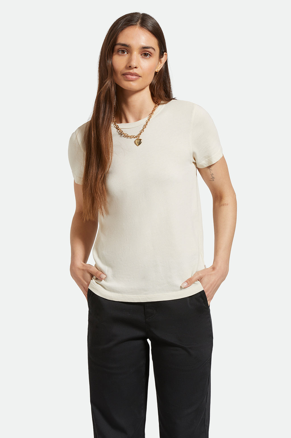 Brixton Carefree Organic Gd Perfect Te in WHITE SMOKE
