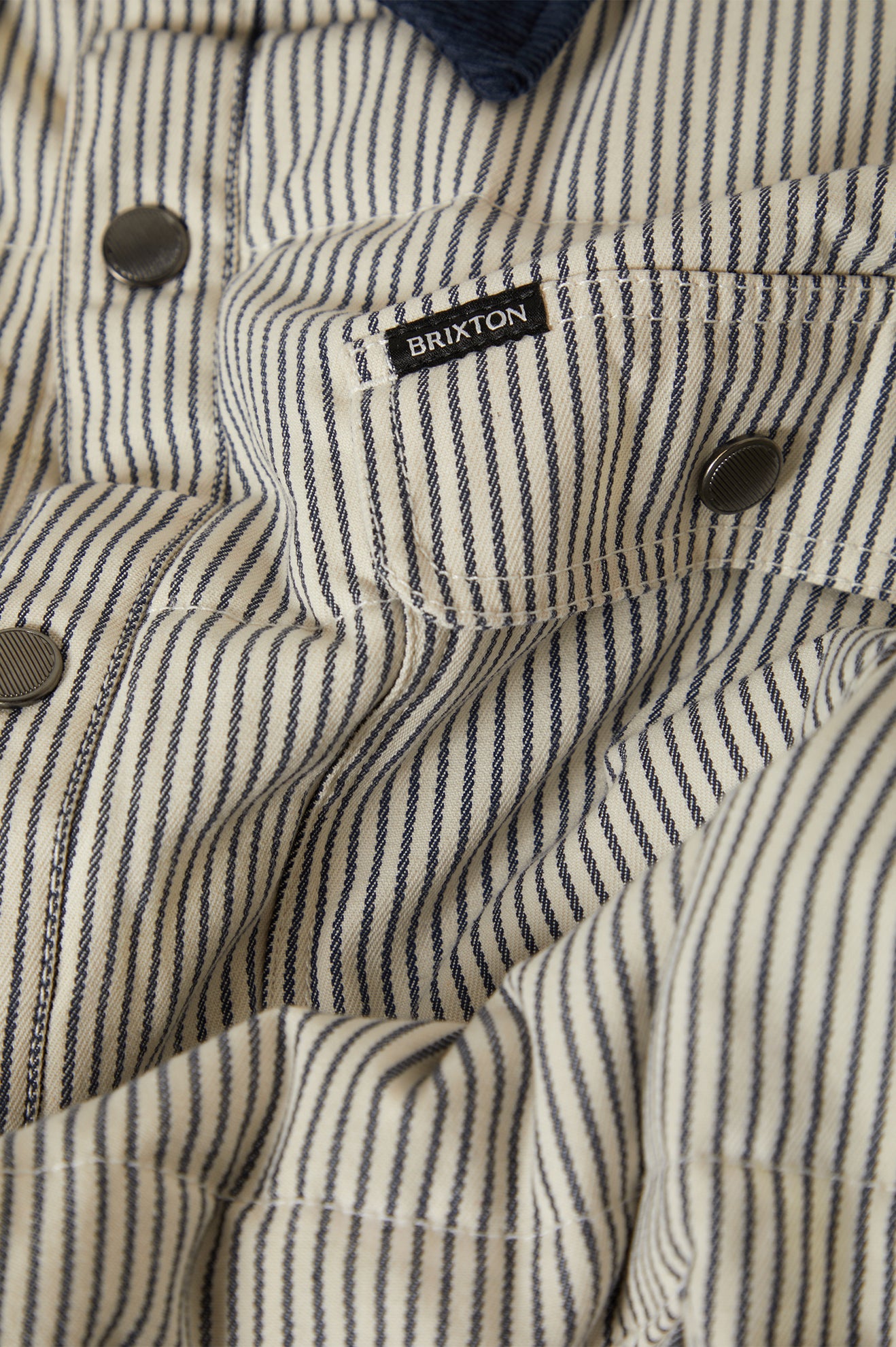 Brixton Cass Jacket in WHITECAP/MOOD INDIGO HICKORY S