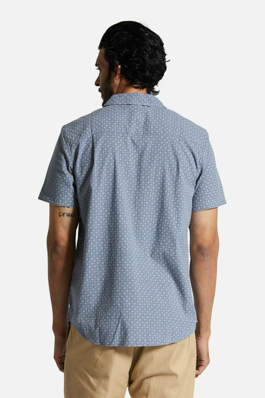 Brixton Charter Print S/S Wvn in FLINT STONE BLUE MICRO