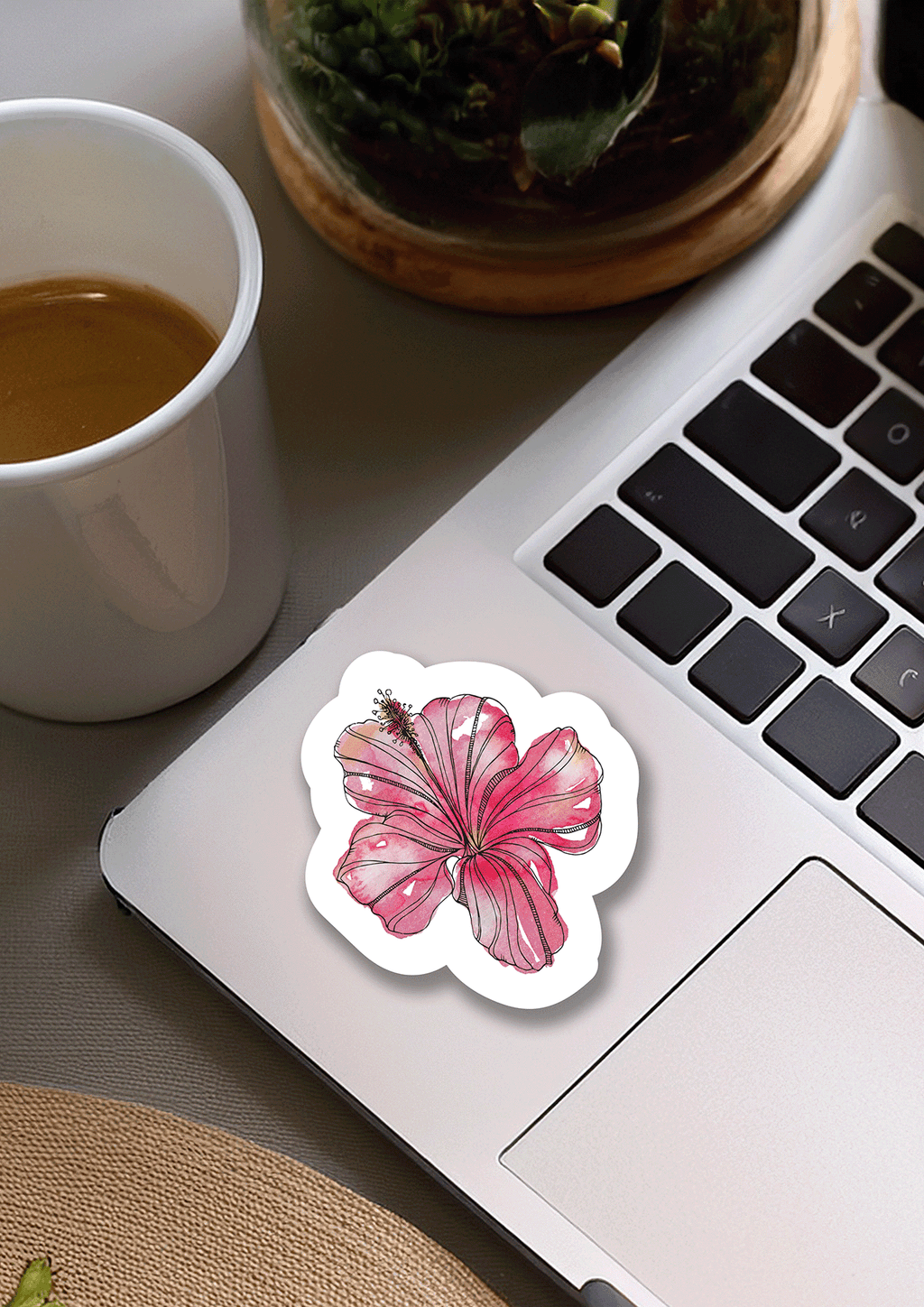 Hibiscus Flower Watercolour Vinyl Sticker