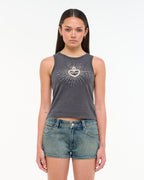 Abrand Jeans Flaming Heart Tank in BLACK