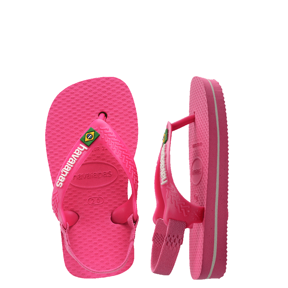 Havaianas Baby Brasil Logo Pink Flux/White in Pink/White