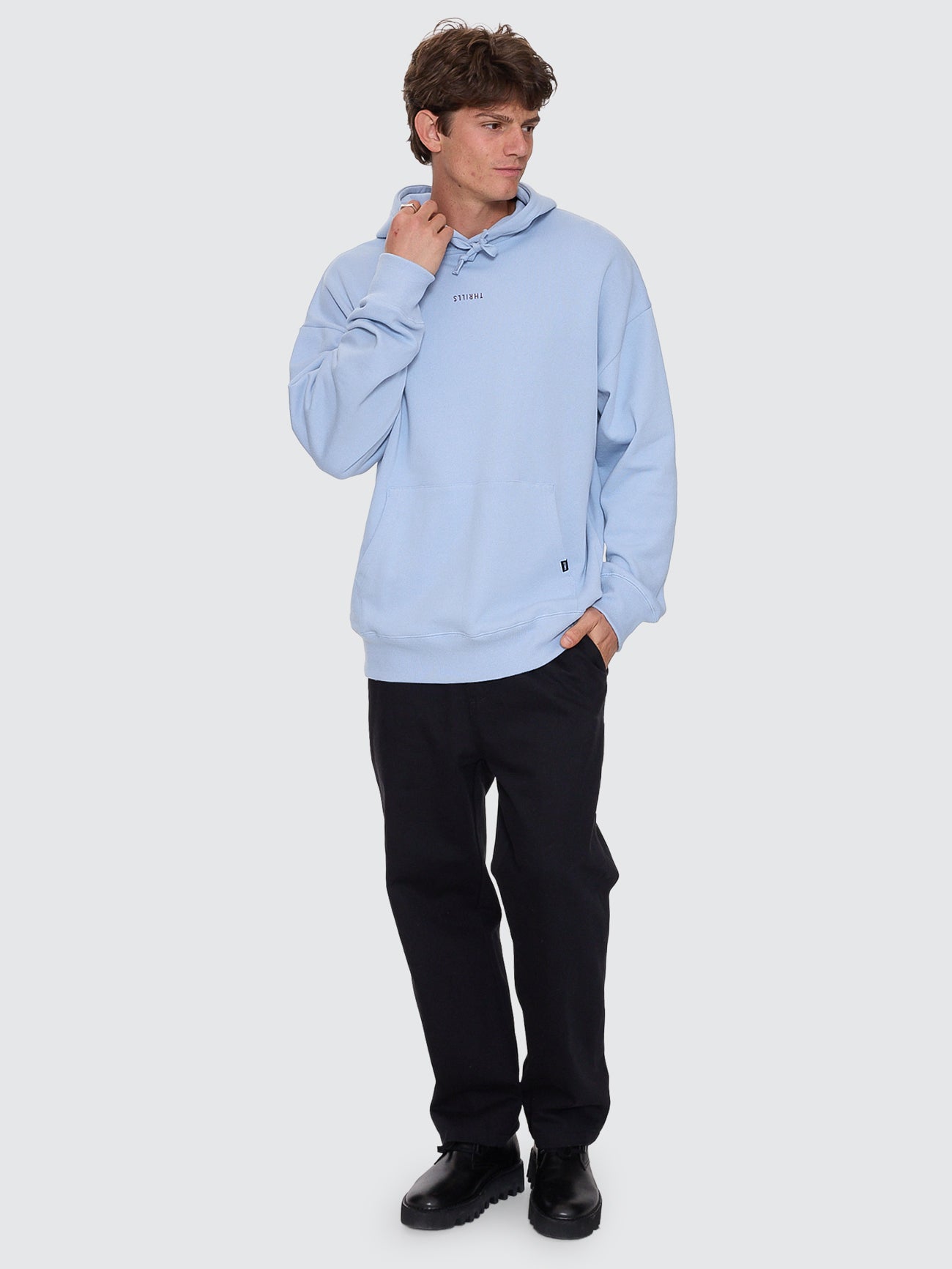 Thrills Co Minimal Thrills Slouch Pull On Hood - Placid Blue in Placid Blue