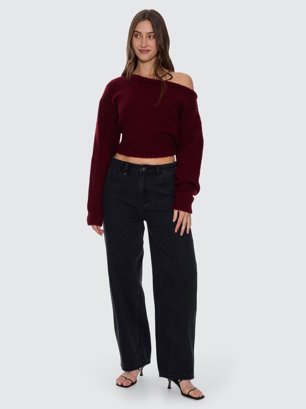 Thrills Co Oslo Cold Shoulder Knit Sweater - New Maroon in New Maroon