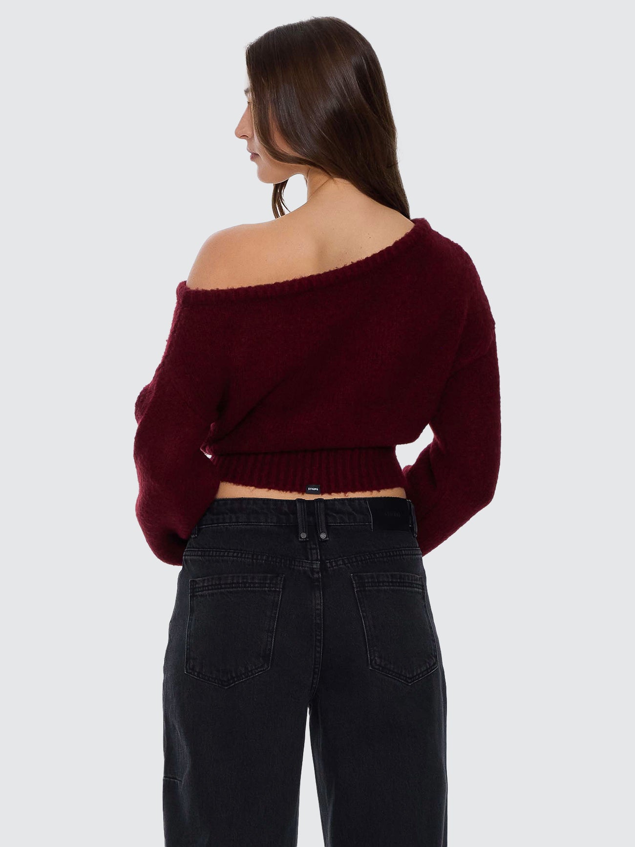 Thrills Co Oslo Cold Shoulder Knit Sweater - New Maroon in New Maroon