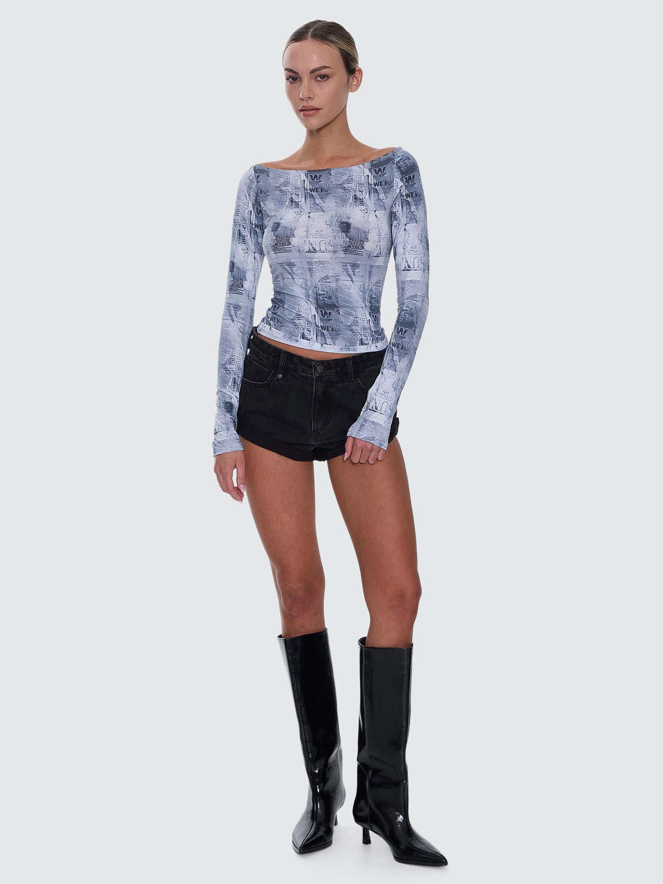 Thrills Co Paper Trail Long Sleeve Top - Grey Matter in Grey Matter