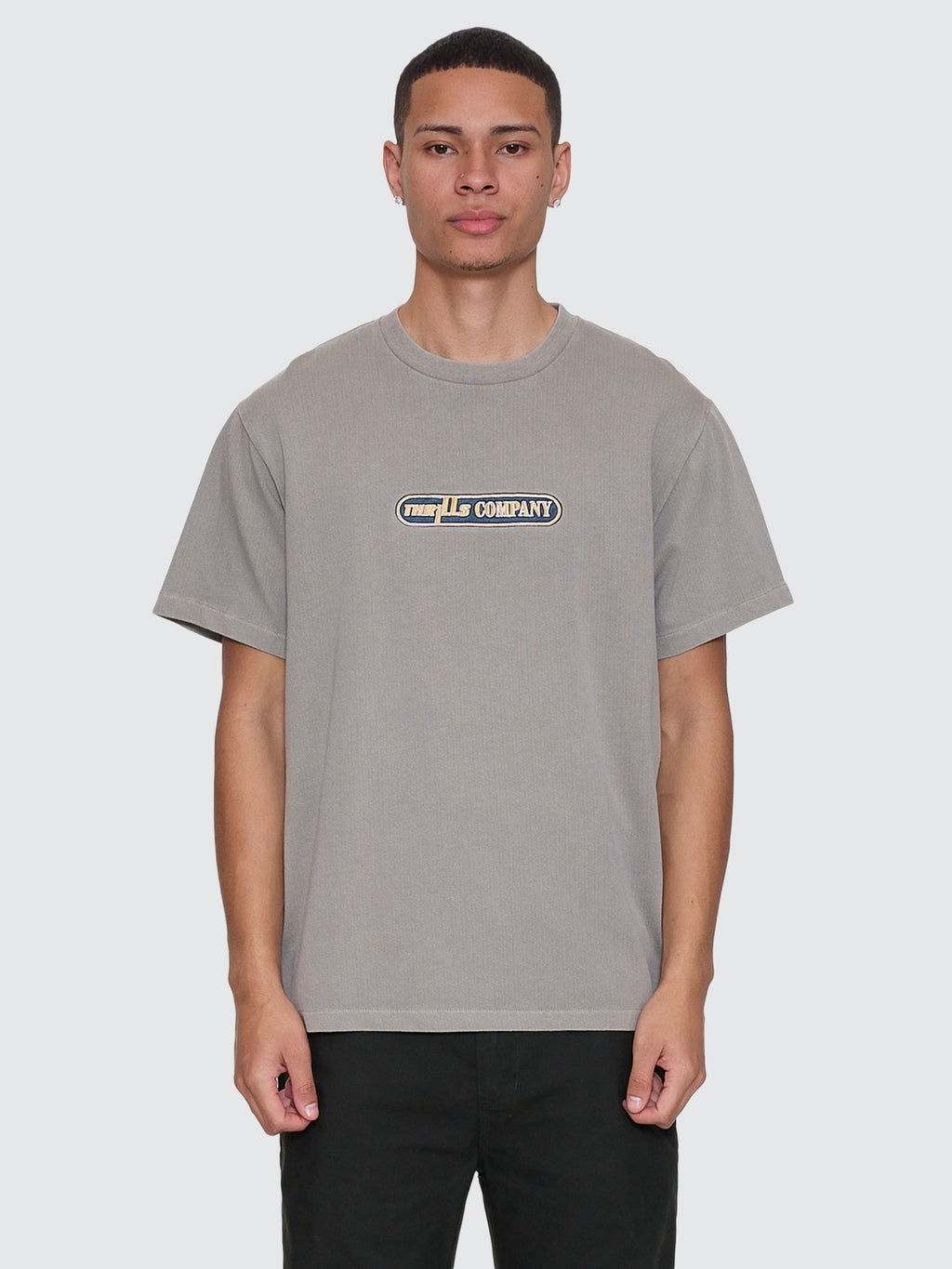 Thrills Co Paradise Falling Embro Merch Fit Tee - Fog in Fog