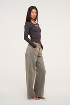 Abrand Jeans Pixie Halter Ls Top in CHARCOAL