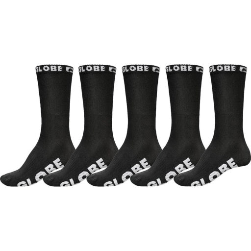 Globe Youth Blackout Sock 5 Pack in BLACK/BLACK